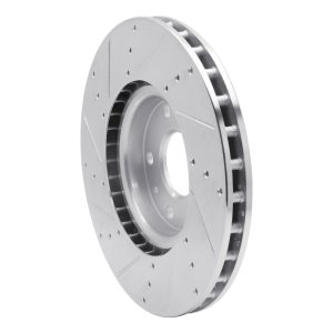 Chevrolet Corvette Brake Rotor (1) - Front Right - R1 Concepts - Drilled & Slotted - Silver - `14-`19